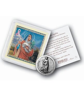 Pocket Coin St Agatha (Breast Cancer) With Prayer Card