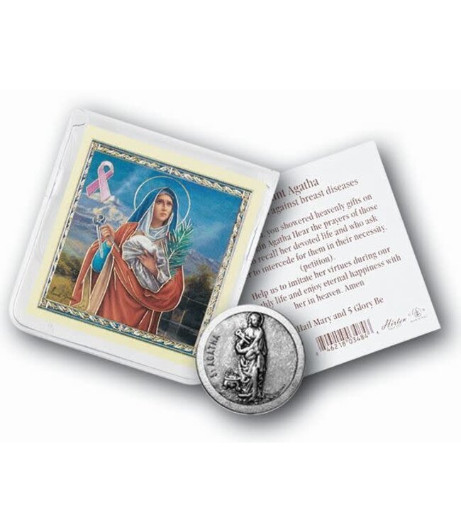 Pocket Coin St Agatha (Breast Cancer) With Prayer Card