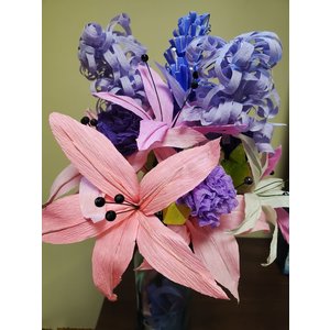 Handmade Paper Flower Bouquet - Pink & Purple