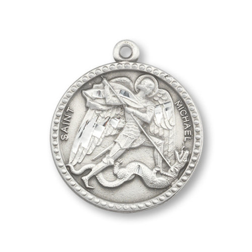 PEWTER ST. Michael Round Pendant with 24" chain PEWTER ST. Michael Round Pendant with 24" chain