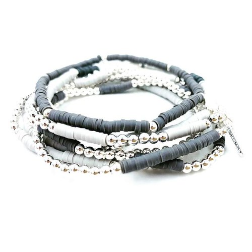 Coastal Bracelet 5 stack in silver and grays by Erin Gray Coastal Bracelet 5 stack in silver and grays by Erin Gray