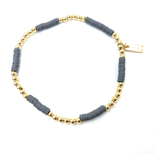Coastal Bracelet #3 Gold & Dark Stone Gray by Erin Gray
