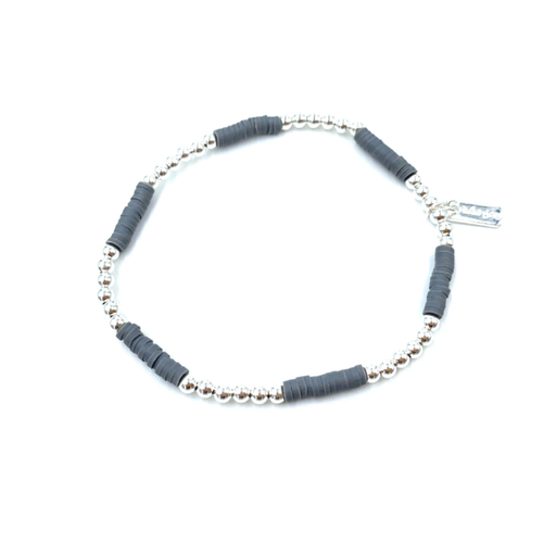 Coastal Bracelet #3 Silver & Dark Stone Gray by Erin Gray