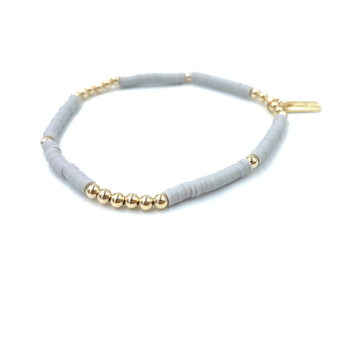 Coastal Bracelet #4 Gold & Light Fog Gray by Erin Gray