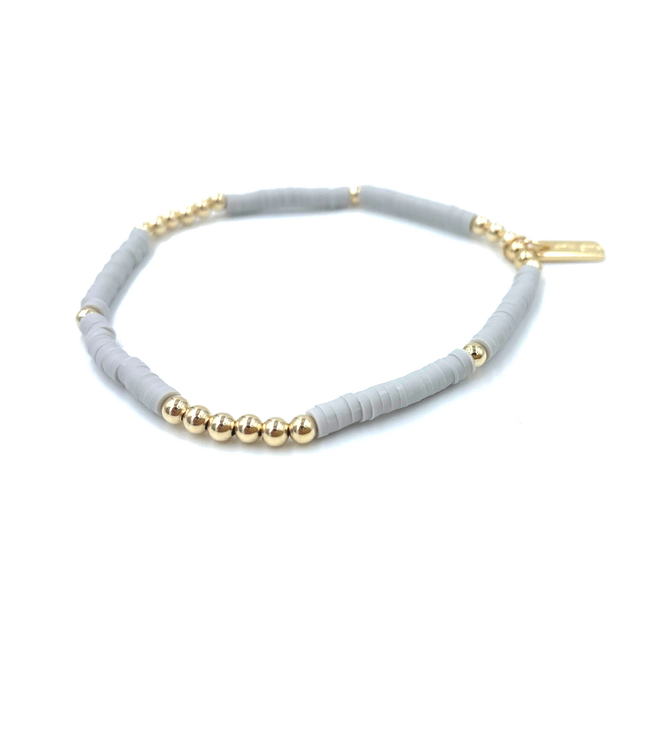Coastal Bracelet #4 Gold & Light Fog Gray by Erin Gray