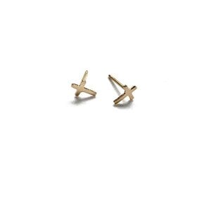 Teen Studs Earrings Tiny Gold Cross by Erin Gray