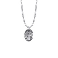 Medal St Andrew 1" Oval Sterling 24" Rhodium/Stainless Chain