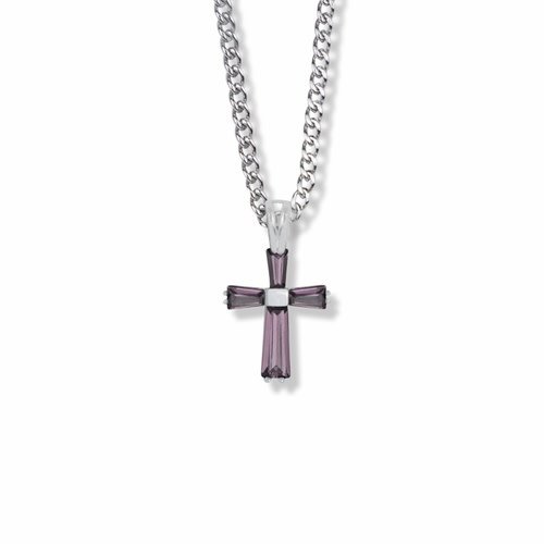 FEBRUARY BIRTHSTONE 3/4" CROSS NECKLACE 18" CHAIN FEBRUARY BIRTHSTONE 3/4" CROSS NECKLACE 18" CHAIN