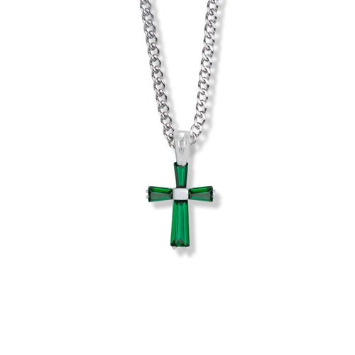 MAY BIRTHSTONE 3/4" CROSS NECKLACE 18" CHAIN MAY BIRTHSTONE 3/4" CROSS NECKLACE 18" CHAIN