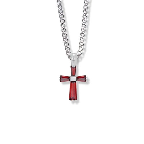 JULY BIRTHSTONE 3/4" CROSS NECKLACE 18" CHAIN JULY BIRTHSTONE 3/4" CROSS NECKLACE 18" CHAIN