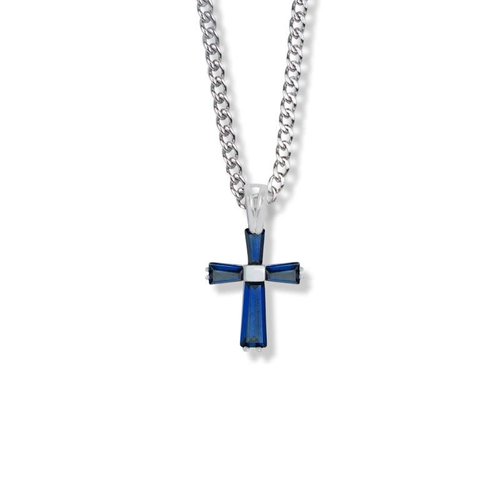 SEPTEMBER BIRTHSTONE 3/4" CROSS NECKLACE 18" CHAIN SEPTEMBER BIRTHSTONE 3/4" CROSS NECKLACE 18" CHAIN