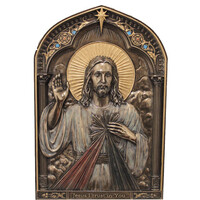 Divine Mercy Plaque 6"X9" In Cold Cast Bronze Lightly Painted