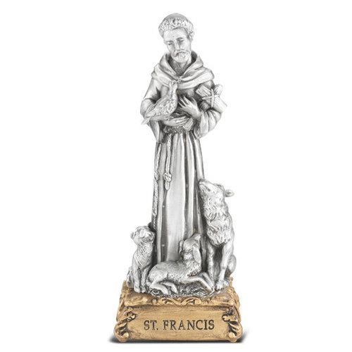 ST FRANCIS PEWTER STATUE 4" ST FRANCIS PEWTER STATUE 4"