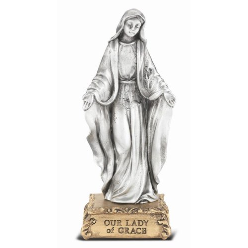 OUR LADY OF GRACE PEWTER STATUE 4.5" OUR LADY OF GRACE PEWTER STATUE 4.5"