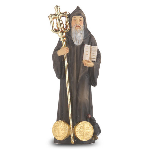 ST BENEDICT RESIN STATUE 4" ST BENEDICT RESIN STATUE 4"