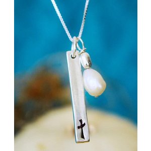 Grace Cross With Pearl Sterling Silver 18"