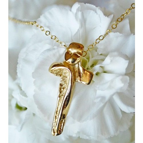 I AM WITH YOU CRUCIFIX GOLD VERMEIL 18" I AM WITH YOU CRUCIFIX GOLD VERMEIL 18"