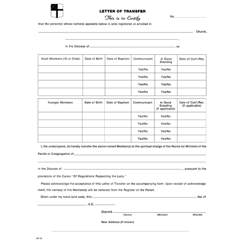 Three-Part Letter of Transfer and Acceptance - Pack of 25 Three-Part Letter of Transfer and Acceptance - Pack of 25