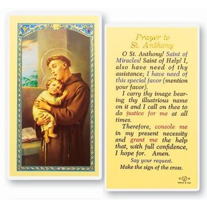 St Anthony Prayer Card