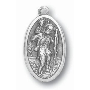 Saint Christopher Medal 1.5" Oxidized