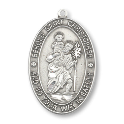 PEWTER ST. CHRISTOPHER OVAL PENDANT 1 1/16" PEWTER ST. CHRISTOPHER OVAL PENDANT 1 1/16"