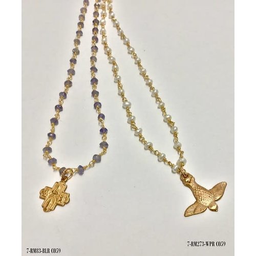 Tiny 4-Way Cross Iolite Gold Necklace by Andrea Barnett Tiny 4-Way Cross Iolite Gold Necklace by Andrea Barnett