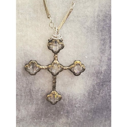 Swarovski Cross Oxidized Silver Bar Necklace by Andrea Barnett Swarovski Cross Oxidized Silver Bar Necklace by Andrea Barnett