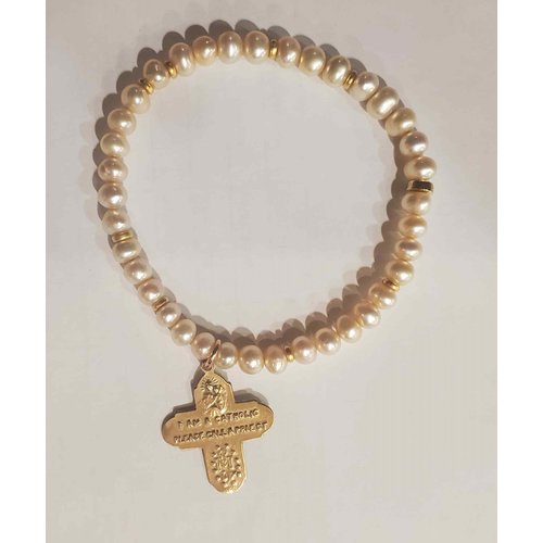 Champagne Pearl 4-Way Cross Bracelet by Andrea Barnett Champagne Pearl 4-Way Cross Bracelet by Andrea Barnett