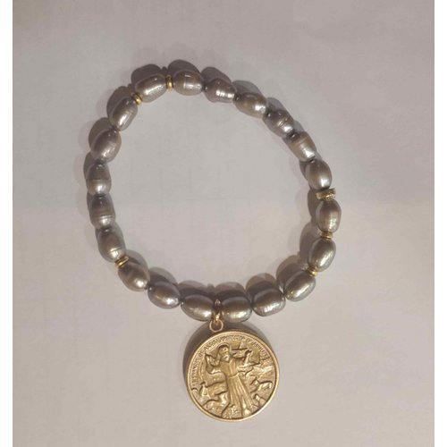 Gray Pearl St Francis Bracelet by Andrea Barnett Gray Pearl St Francis Bracelet by Andrea Barnett