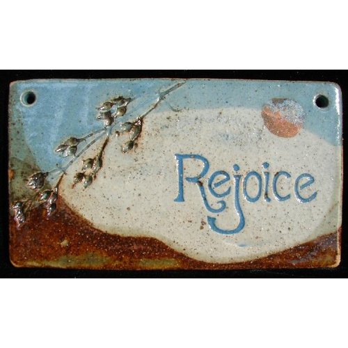 REJOICE WALL PLAQUE BY SARA RUBIN POTTERY REJOICE WALL PLAQUE BY SARA RUBIN POTTERY