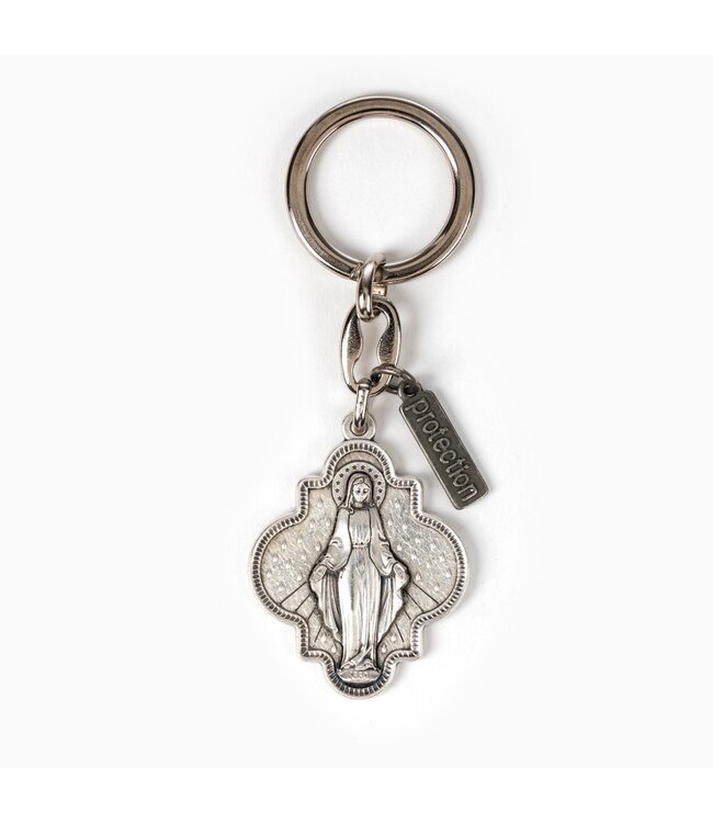MY SAINT MY HERO Miracles On a Ring Blessed Mother Mary Key Ring - Silver