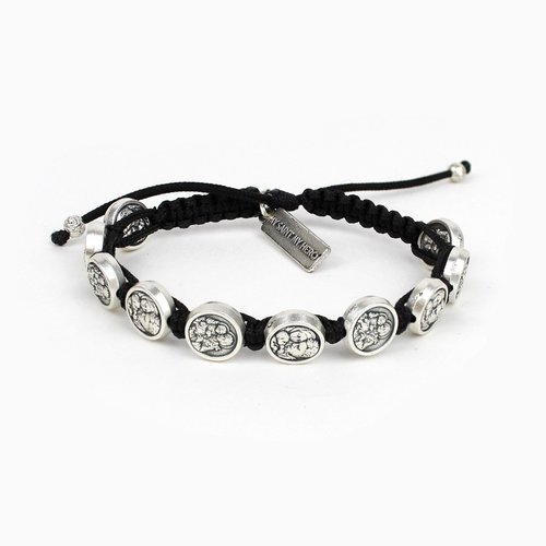 MY SAINT MY HERO St Joseph Bracelet w/ 10 medals in Silver/Black MY SAINT MY HERO St Joseph Bracelet w/ 10 medals in Silver/Black