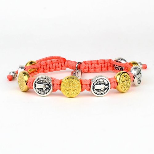 MY SAINT MY HERO Blessing Bracelet w/ 10 medals - Gold - Peach MY SAINT MY HERO Blessing Bracelet w/ 10 medals - Gold - Peach
