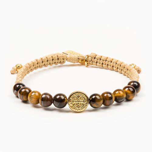 MY SAINT MY HERO Wake Up & Pray Meditation Bracelet - Gold Cream- Tiger's Eye MY SAINT MY HERO Wake Up & Pray Meditation Bracelet - Gold Cream- Tiger's Eye