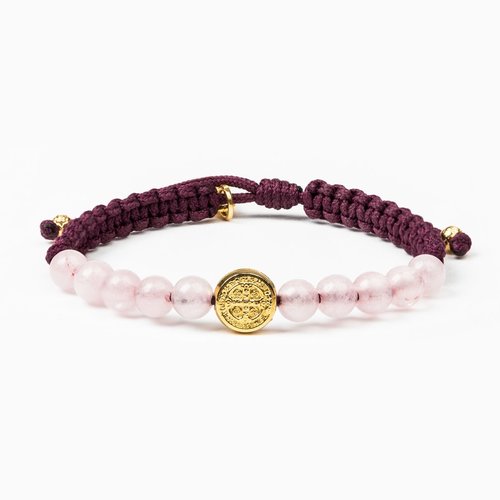 MY SAINT MY HERO Wake Up & Pray Meditation Bracelet - Gold - Rose Quartz MY SAINT MY HERO Wake Up & Pray Meditation Bracelet - Gold - Rose Quartz