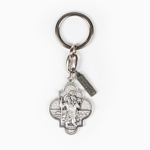 MY SAINT MY HERO Travel Protection on a Ring St. Christopher Key Ring - Silver MY SAINT MY HERO Travel Protection on a Ring St. Christopher Key Ring - Silver