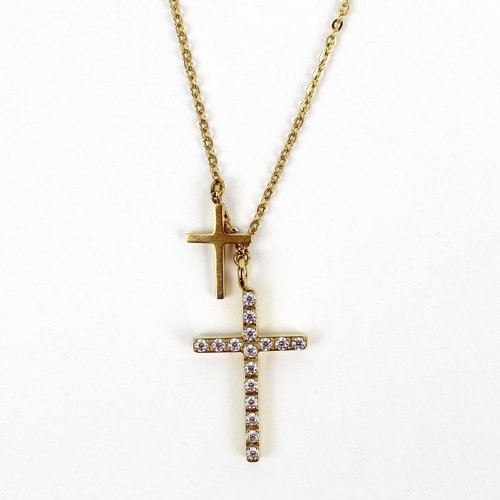 MY SAINT MY HERO Walk by Faith 2 Cross Necklace - Gold MY SAINT MY HERO Walk by Faith 2 Cross Necklace - Gold