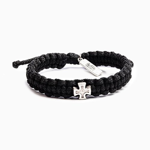 MY SAINT MY HERO Strength Bracelet w/ 1 medal in Silver- Black MY SAINT MY HERO Strength Bracelet w/ 1 medal in Silver- Black