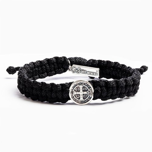 MY SAINT MY HERO One Love One World Benedictine Blessing Bracelet w/ 1 Medal - Silver-Black MY SAINT MY HERO One Love One World Benedictine Blessing Bracelet w/ 1 Medal - Silver-Black