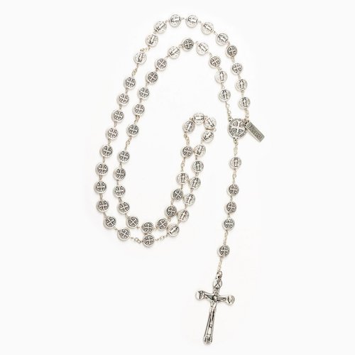 MY SAINT MY HERO Medjugorje St Benedict Beads Rosary - Silver
