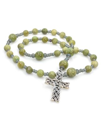 Anglican Rosary Green Garnet Sterling Celtic Knot Cross