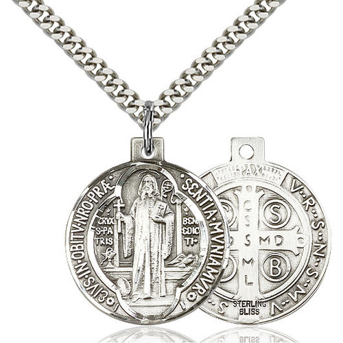 Bliss St. Benedict Pendant - Round, Large, Sterling Silver Bliss St. Benedict Pendant - Round, Large, Sterling Silver