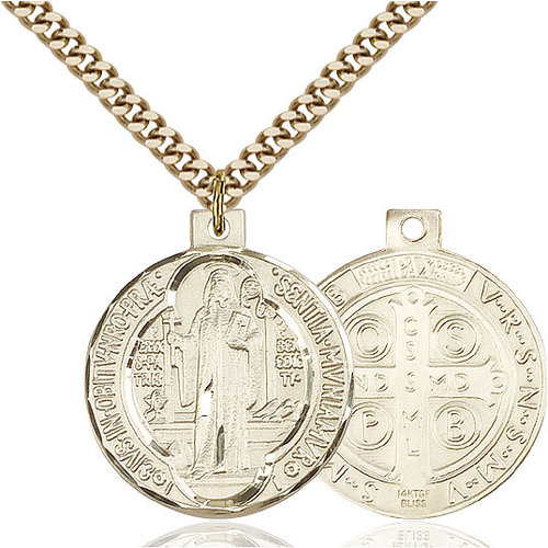 Bliss St. Benedict Pendant - Round, Large, 14kt Gold Filled Bliss St. Benedict Pendant - Round, Large, 14kt Gold Filled