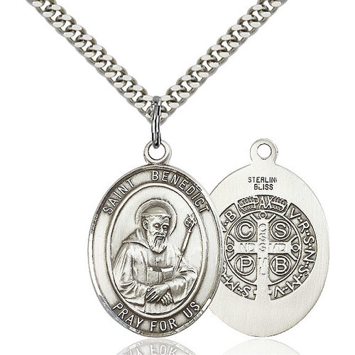 Bliss St. Benedict Pendant - Oval, Large, Sterling Silver Bliss St. Benedict Pendant - Oval, Large, Sterling Silver