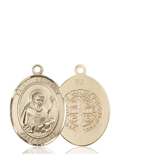 Bliss St. Benedict Medal - Oval, Medium, 14kt Gold