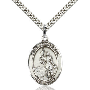 Bliss St. Joan of Arc Pendant - Oval, Large, Sterling Silver