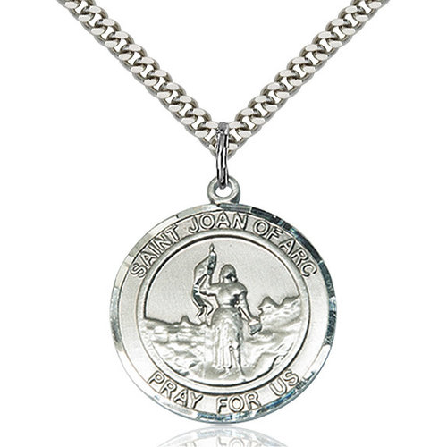 Bliss St. Joan of Arc Pendant - Round, Large, Sterling Silver Bliss St. Joan of Arc Pendant - Round, Large, Sterling Silver