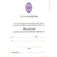 Certificate: Recieved - Episcopal Diocese of Atlanta