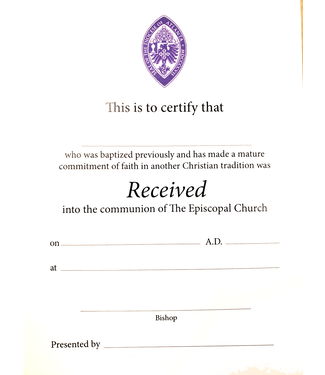 Certificate: Recieved - Episcopal Diocese of Atlanta