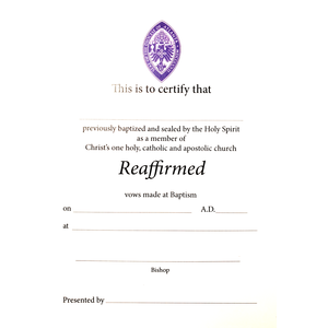 Certificate Reaffirmed Episcopal Diocese of Atlanta
